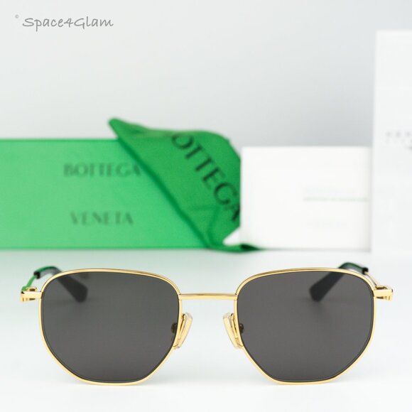 BRAND NEW Bottega Veneta BV1301S 001 Gold Grey Split Panthos Unisex Sunglasses - Picture 2 of 11
